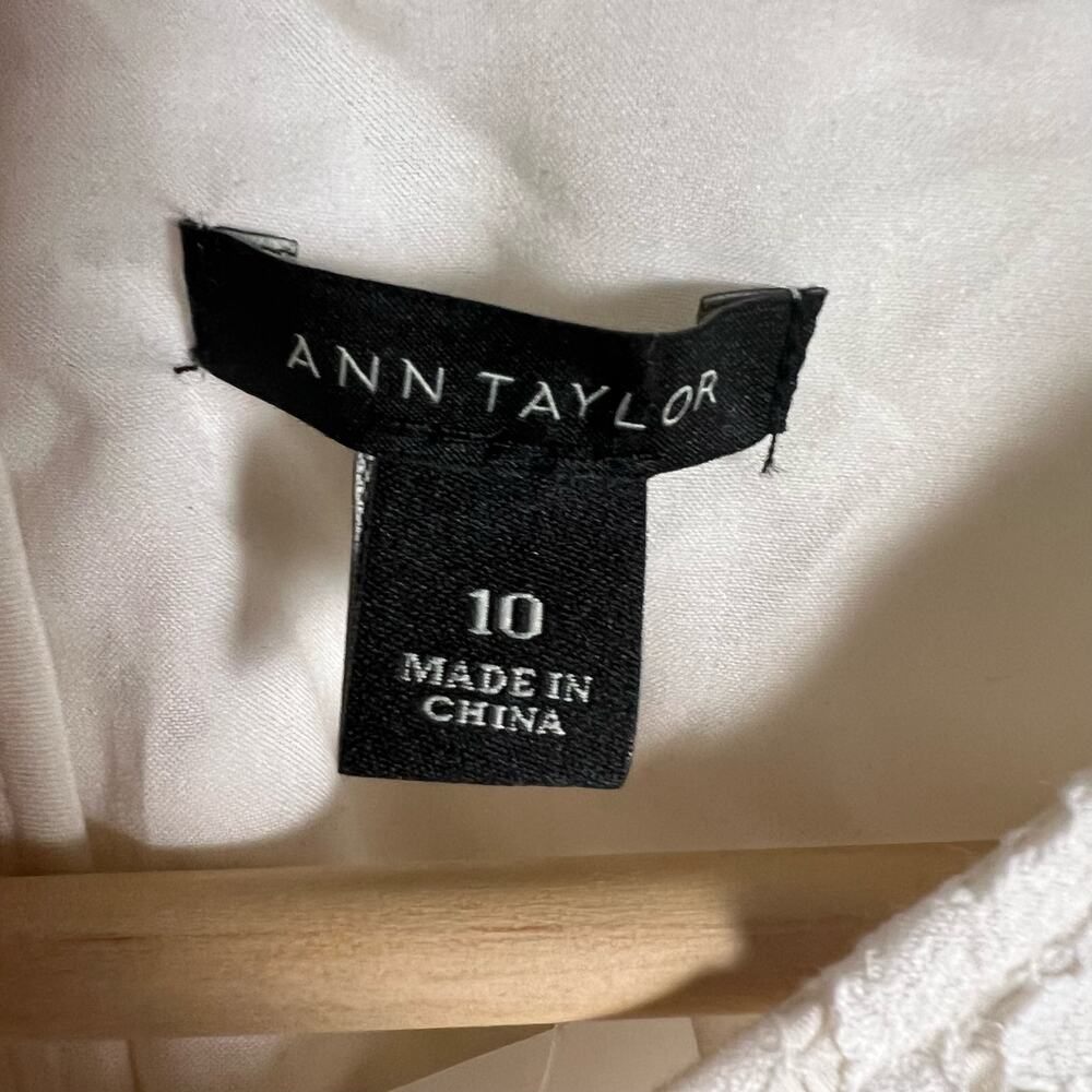 Ann Taylor White Lace Short Sleeve Round Neck Shift Mini Dress Size 10 - Picture 11 of 12